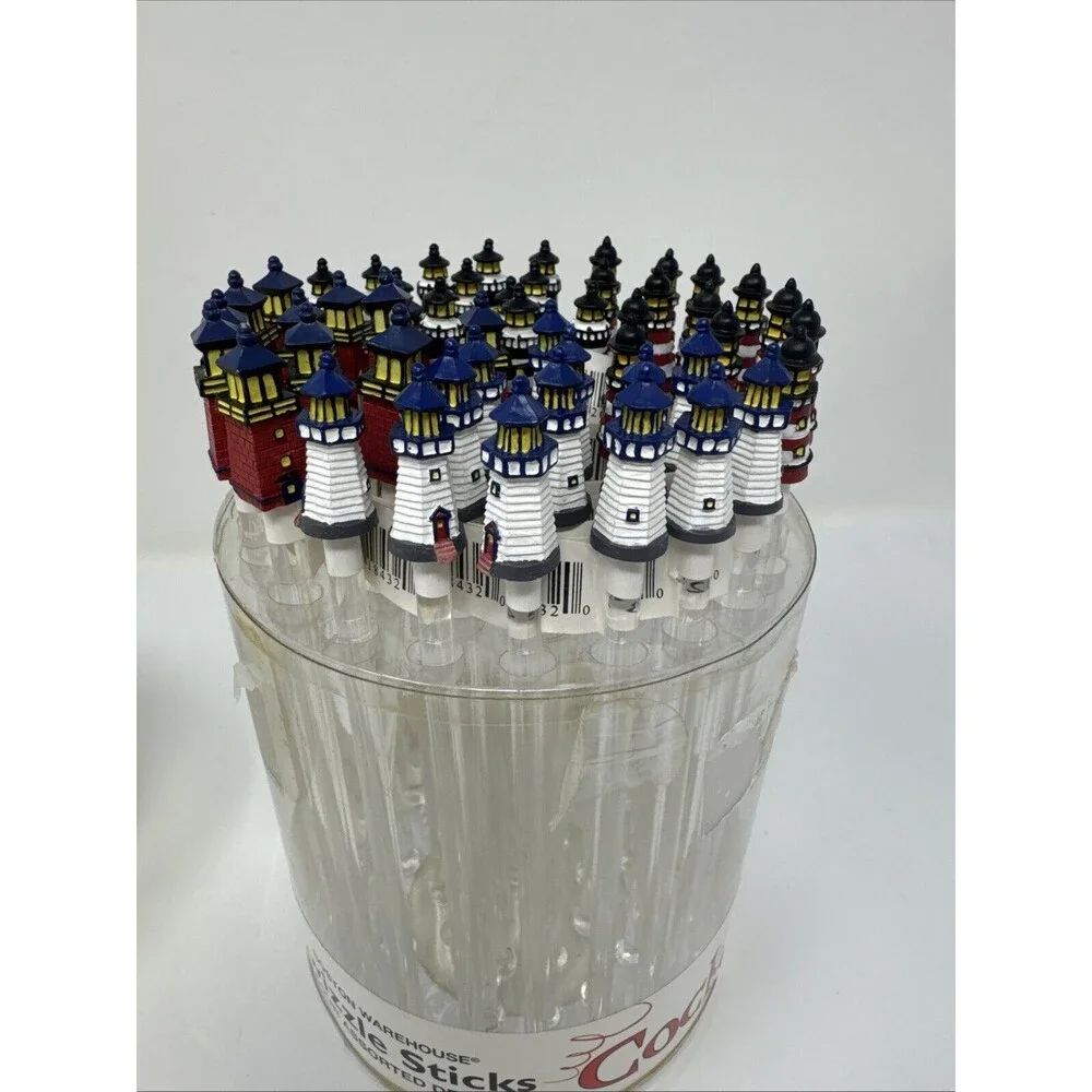 50 NOS Lighthouse Tiki Bar Swizzle Stick 4 Designs Boston Warehouse Cocktail